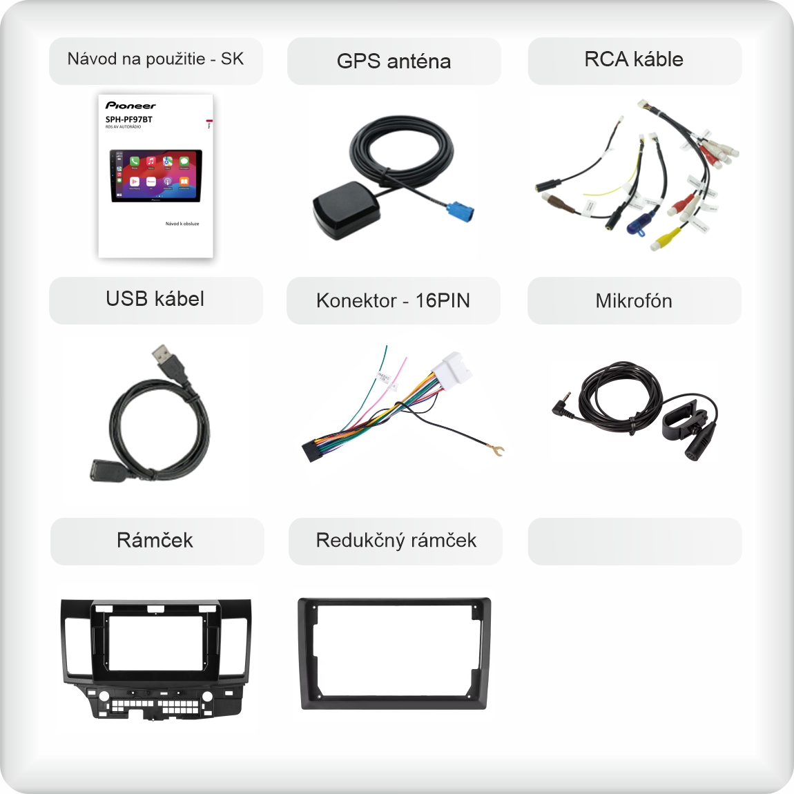 SK příslušenství pro autorádio Pioneer SPH - PF97BT pro Mitsubishi Lancer carplay a android auto evtech_cz